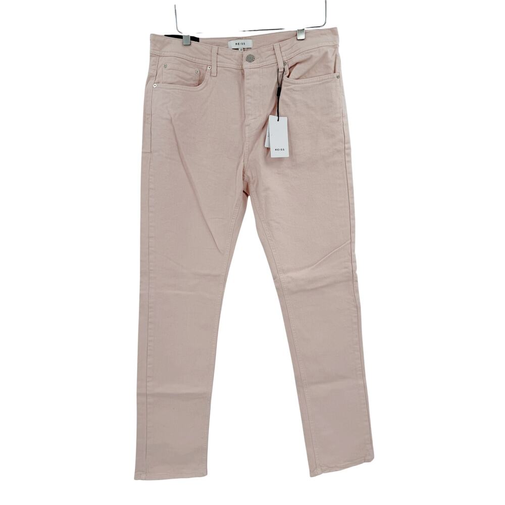 REISS Spruce Slim Fit Jeans Size 32 Waist NEW Pink Fabric Denim Mid Rise - Picture 6 of 10